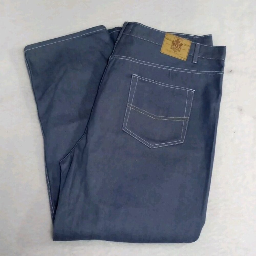 Beyond The Limit Jeans Men's 50x33 Blue Denim Belted Pocketed Zip Pants